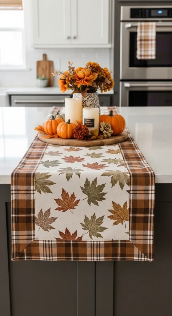 15 Thanksgiving Kitchen Island Decor Ideas to Transform Your Holiday Space 9 7. Thanksgiving Themed Table Runner