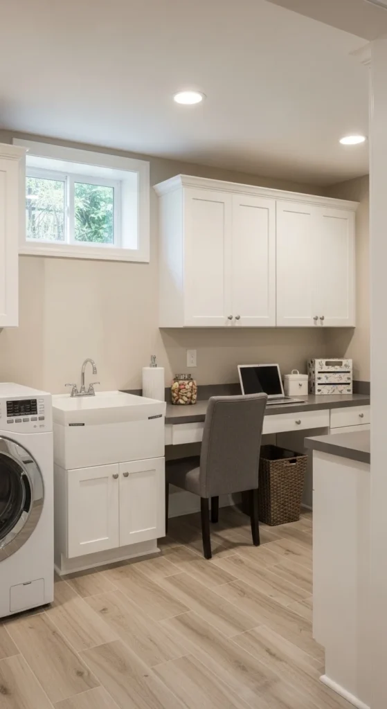 19 Basement Laundry Room Ideas to Maximize Space Storage Pro 11 8. Multi Functional Basement Laundry Room Space