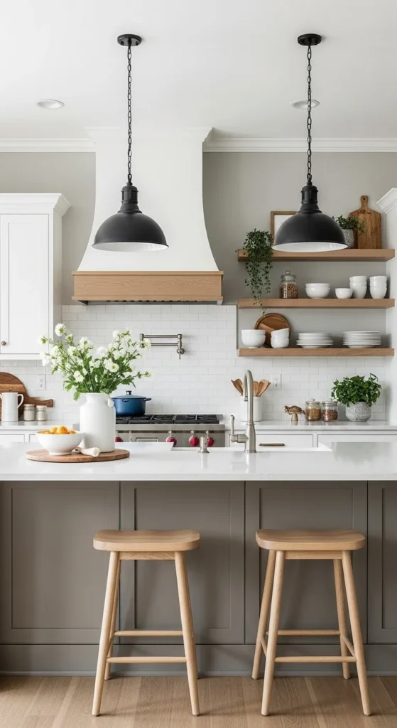 15 Modern Farmhouse Kitchen Ideas for Cozy Stylish Space 11 8. Neutral Color Palette with Pops of Soft Tones
