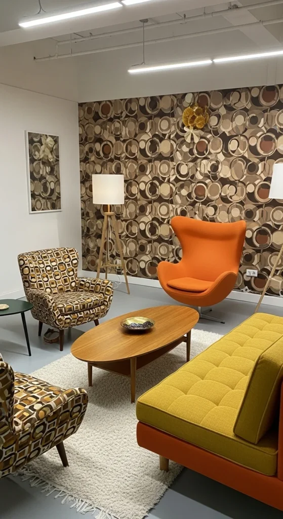 15 Creative 70s Interior Design Retro Look Ideas for Stylish Living Spaces 11 8. Retro Furniture Shapes