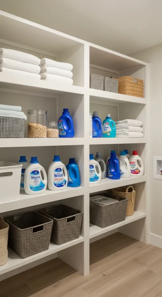 19 Basement Laundry Room Ideas to Maximize Space Storage Pro 12 9. Basement Laundry Room With Open Shelving