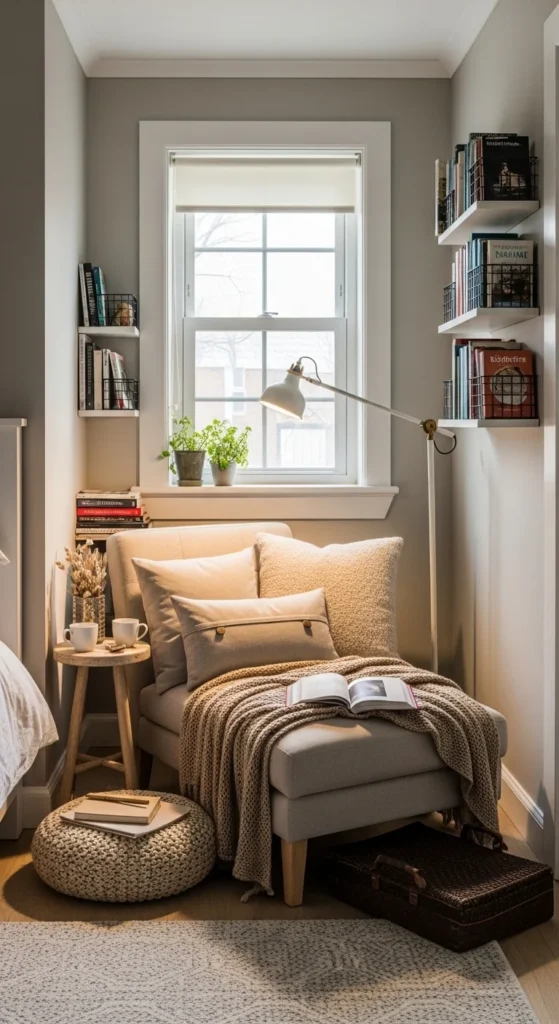 13 Dreamy Bedroom Ideas for a Serene and Stylish Retreat 12 9. Cozy Reading Nook Bedroom