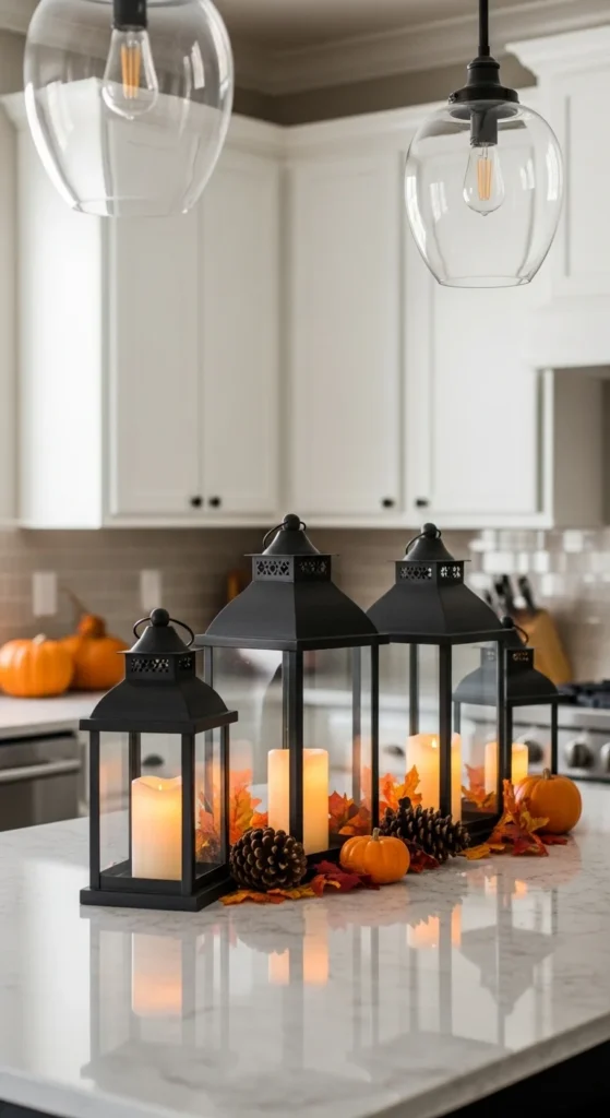 15 Thanksgiving Kitchen Island Decor Ideas to Transform Your Holiday Space 11 9. Decorative Lanterns for Cozy Vibes