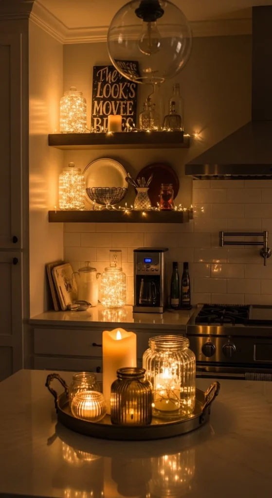 17 Stunning Thanksgiving Kitchen Decor Ideas for a Cozy Holiday Look 12 9. Festive Lighting Enhancements