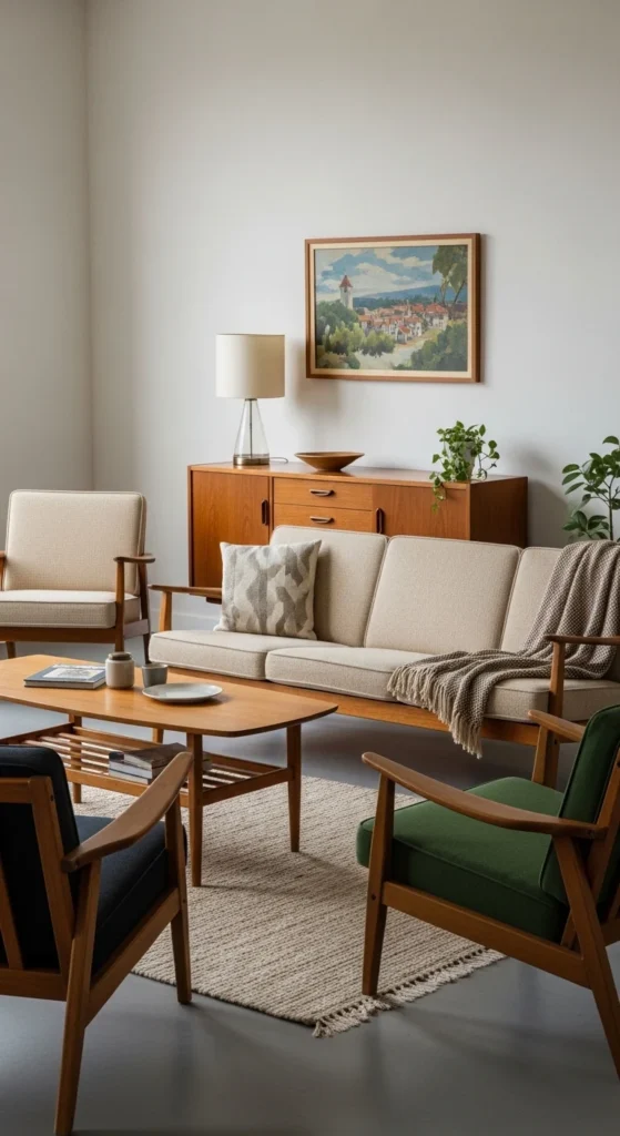 13 Timeless 1950s Interior Design Ideas to Bring Retro Charm Into Your Home 12 9. Low Profile Sofas and Lounge Chairs