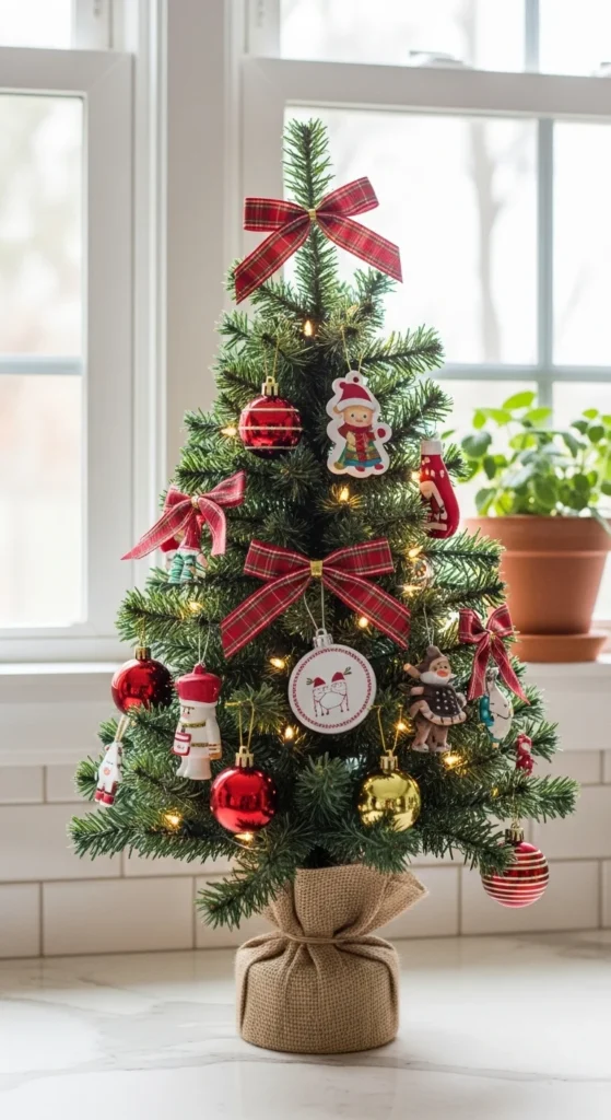 13 Christmas Kitchen decorations Ideas for a Festive Home 12 9. Mini Christmas Tree in the Kitchen