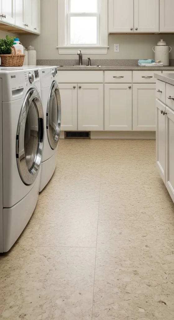 15 Laundry Room Flooring Ideas: Stylish, Durable & Practical 12 9. Sheet Linoleum Flooring