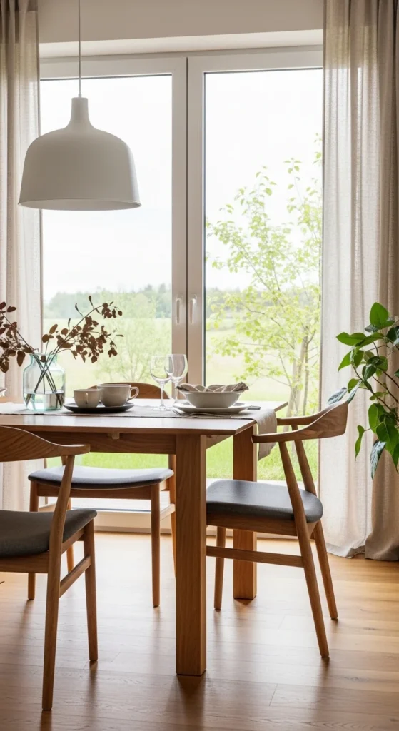 13 Natural Dining Room Oasis Ideas for Peaceful Inviting Space 12 9. Window Focused Layout for a Bright Natural Dining Room Oasis