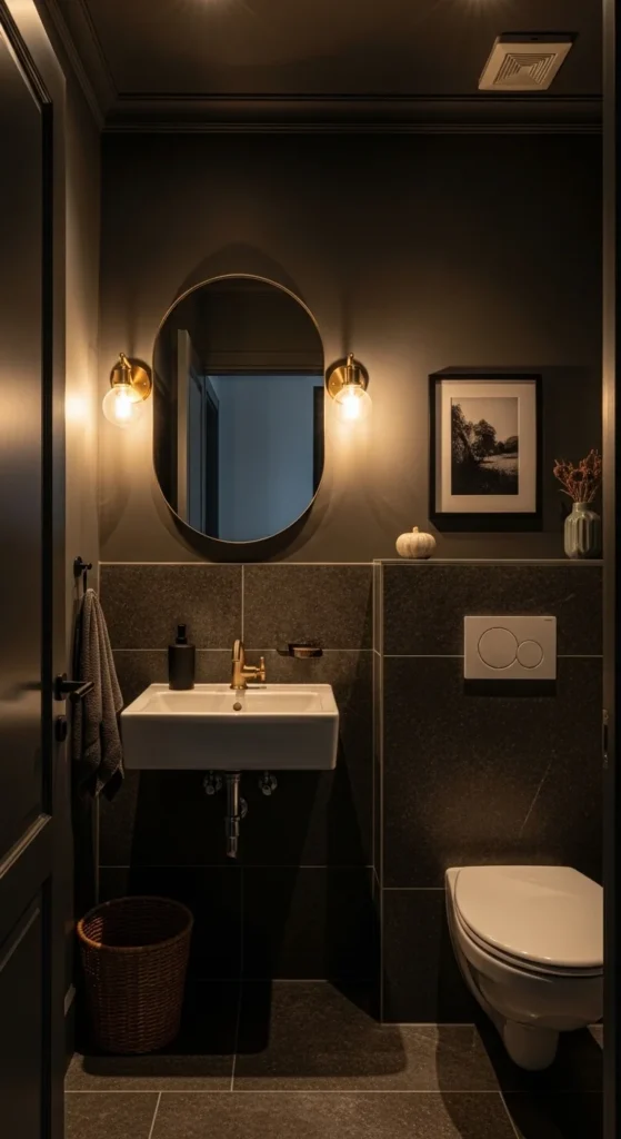 17 Stunning Moody Powder Bathroom Ideas for Small Spaces 3 How Light Color and Shadow Create the Perfect Moody Atmosphere
