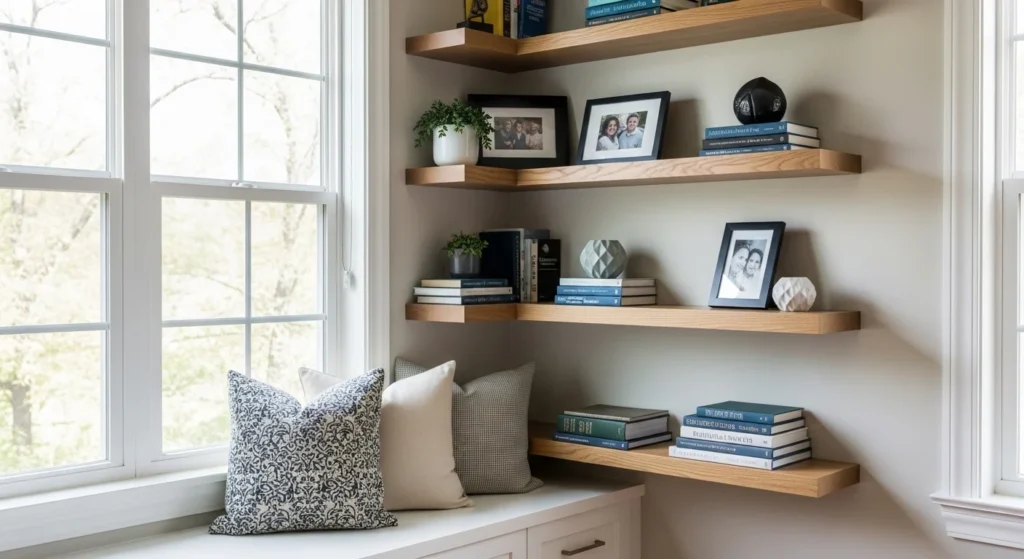 How to Decorate a Window Nook 4 Install Floating Shelves for Display and Storage