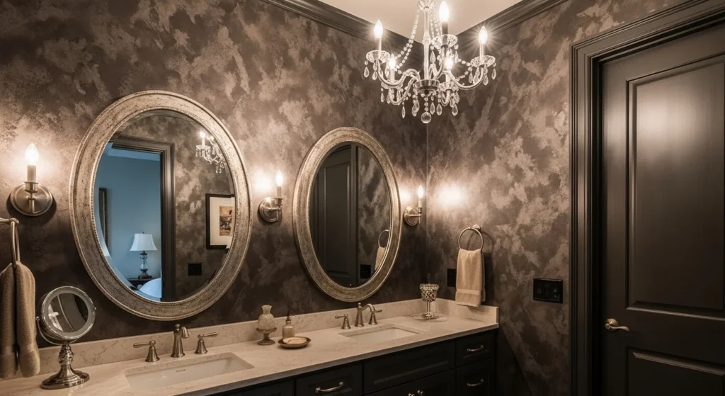 What is a Moody Powder Bathroom? 2 Statement Lighting Ideas to Enhance Your Moody Powder Bathroom