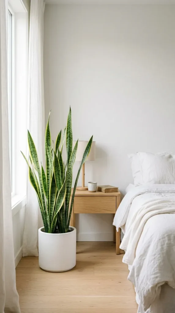 1. Snake Plant for Minimalist Bedroom clean