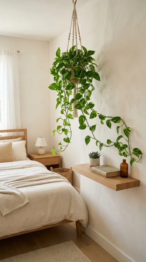 2. Pothos Vines for Soft and Cozy Bedroom clean