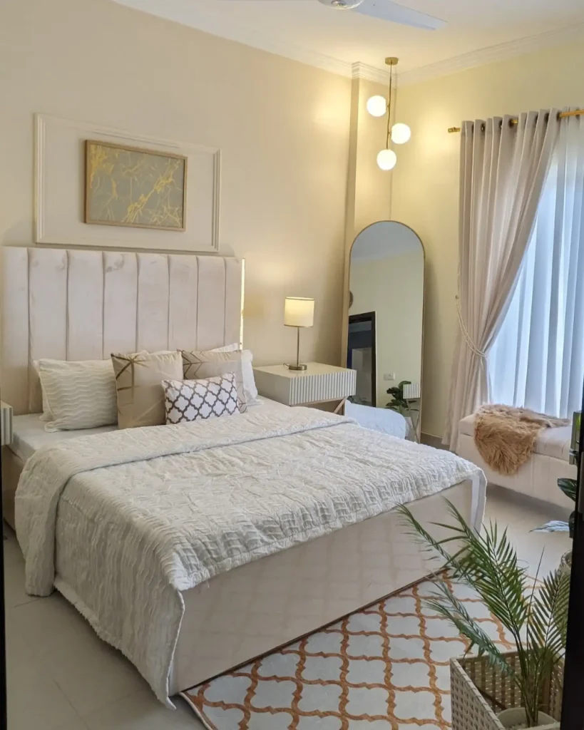 1. Channel Tufted Cream Headboard