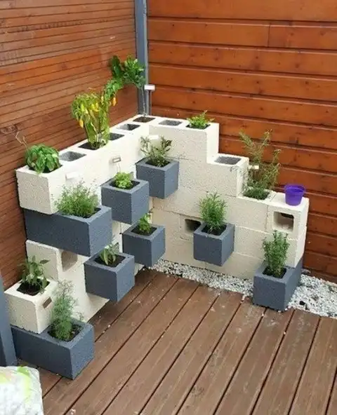 1. Cinder Block Herb Wall