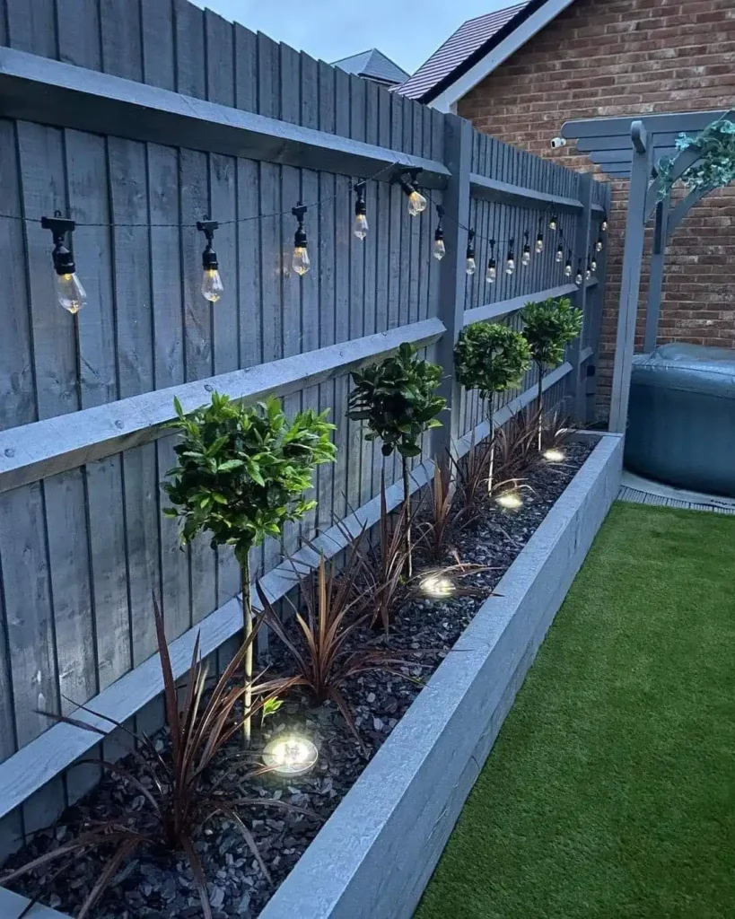 1. Festoon String Lights With Ground Spotlights