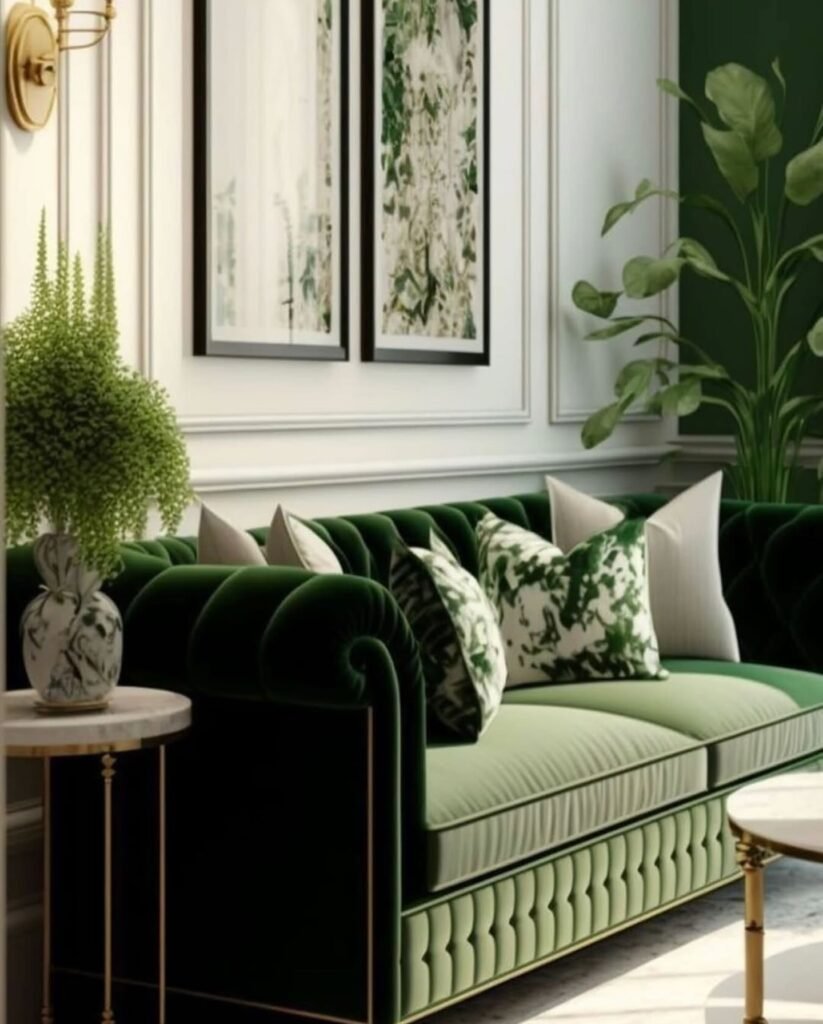 1. Two Tone Channel Tufted Velvet Sofa