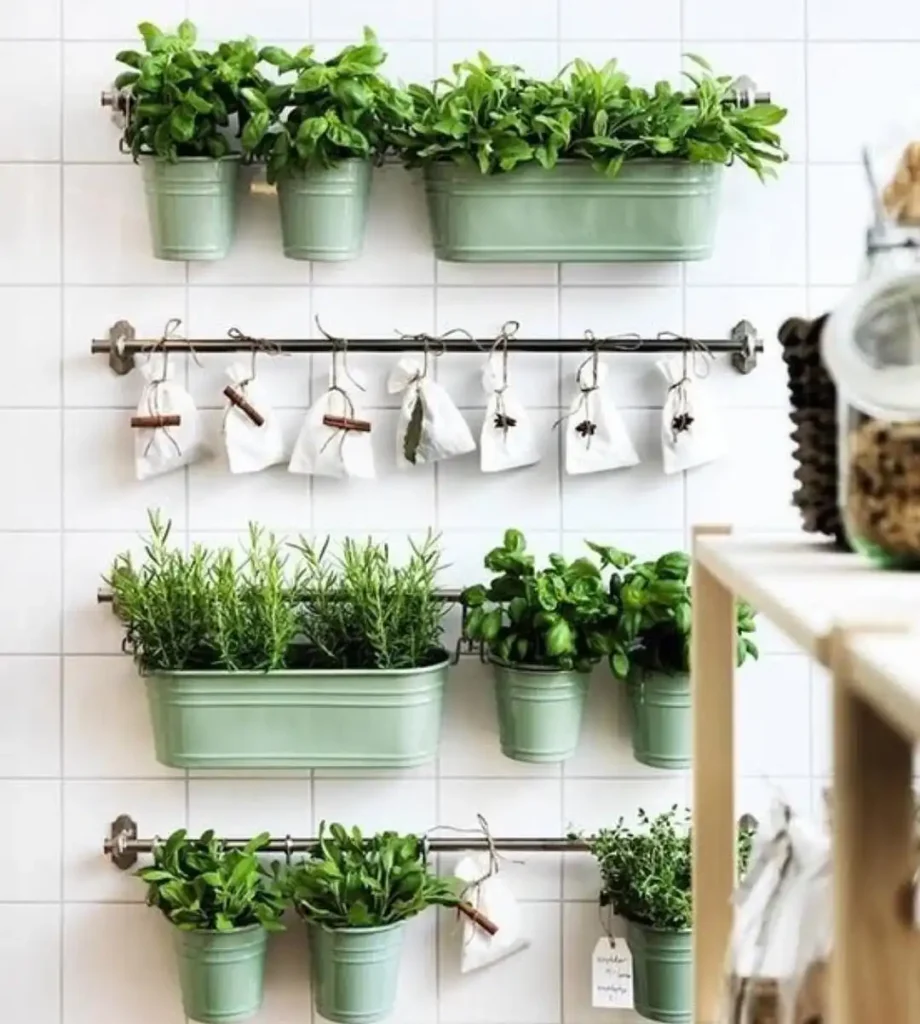 1. Wall Mounted Rail Herb Garden