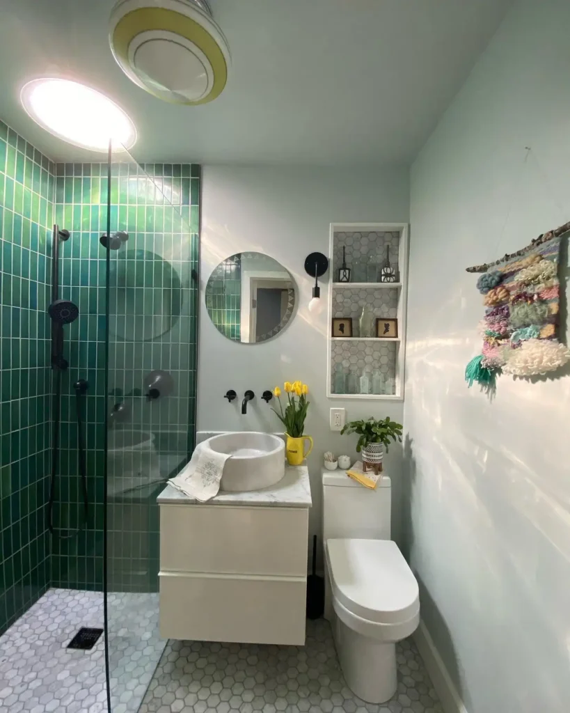 10. Emerald Tile Shower Nook