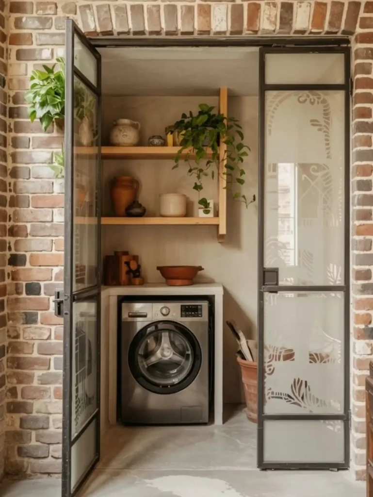 10. Exposed Brick Nook With French Style Doors