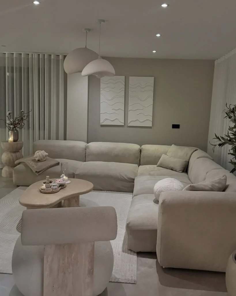 10. Modular U Sofa With Wave Panel Art