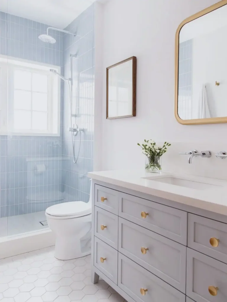 10. Multi Drawer Vanity with Wall Mounted Faucet
