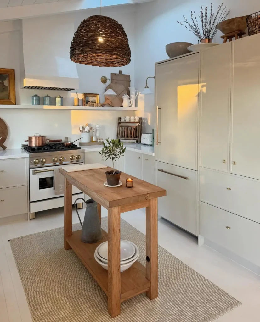 10. Narrow Wood Console as Kitchen Island