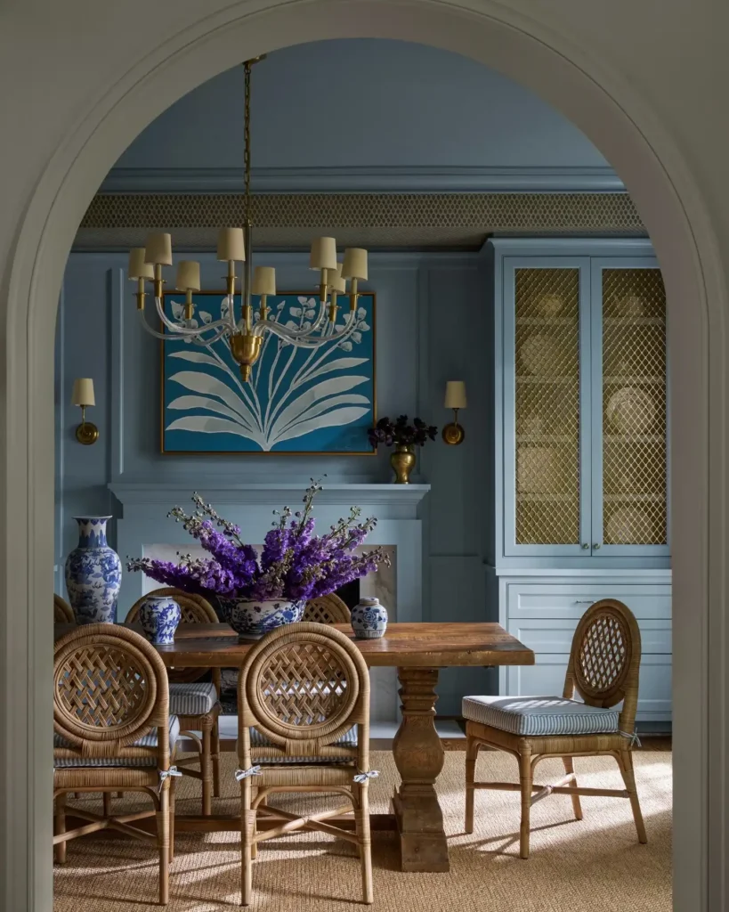 10. Rattan Chairs Against a Coastal Blue Built In