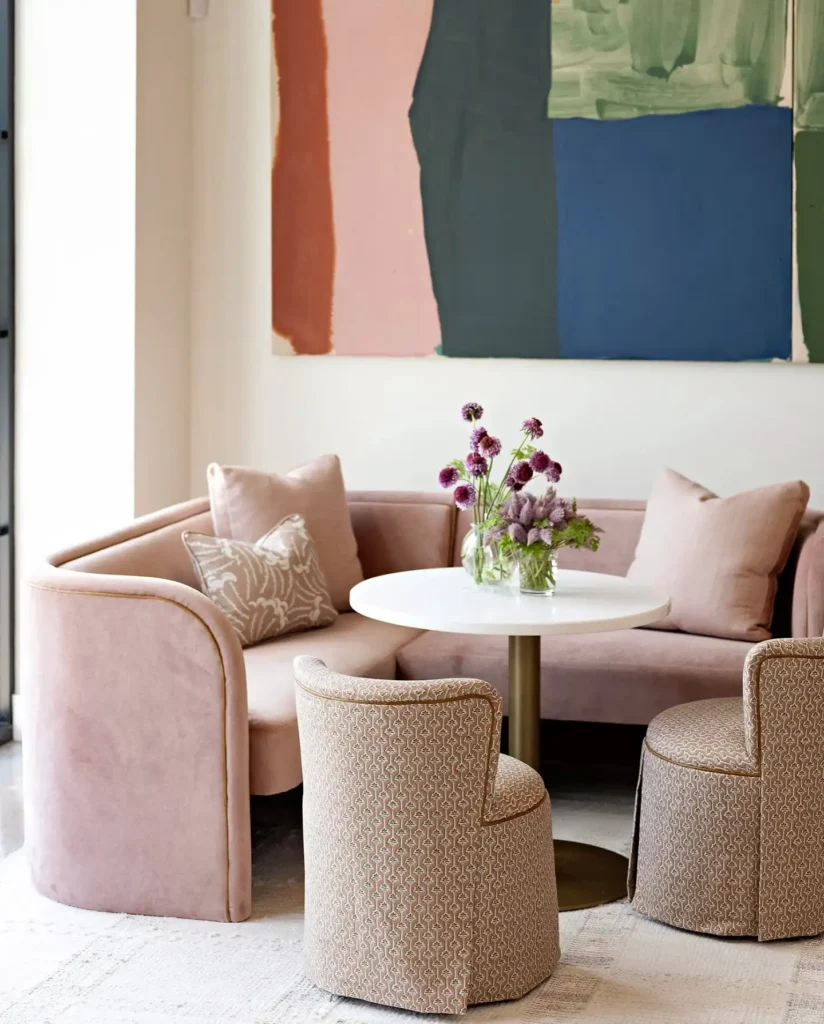 10. Rounded Blush Pink Banquette