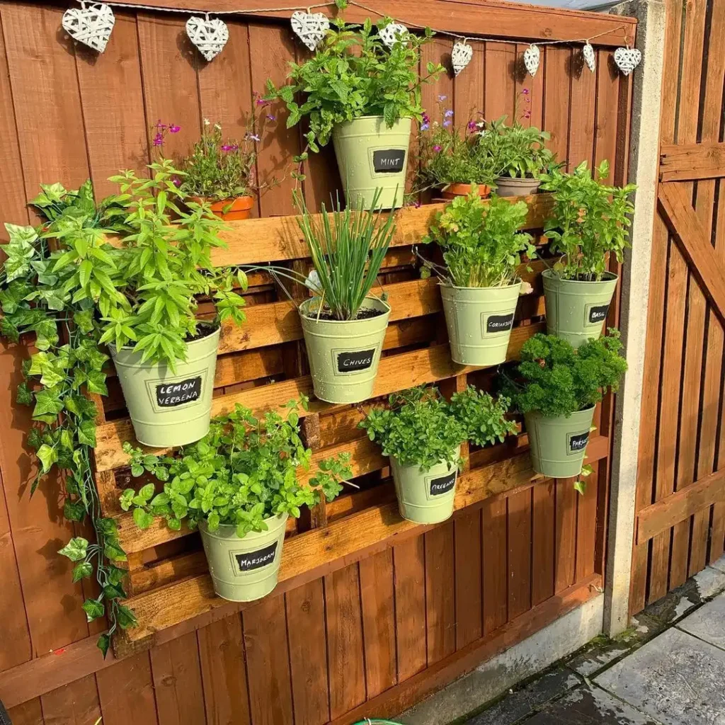 10. Sage Green Pallet Pot Wall