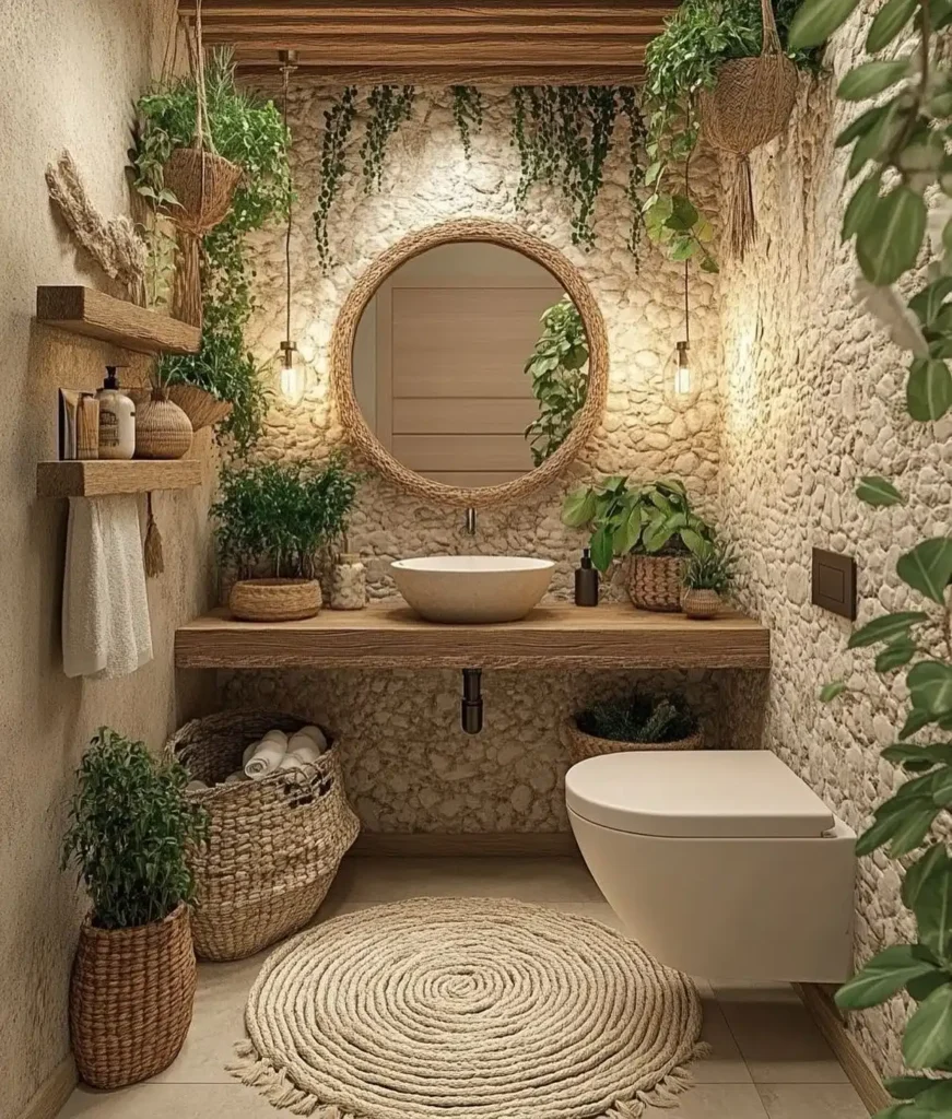 11. Rope Framed Mirror with Hanging Vines