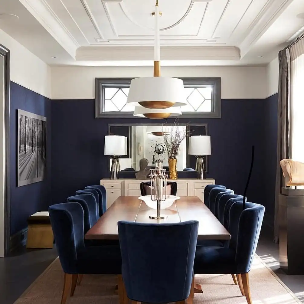 11. Two Tone Navy Walls with Coffered Ceiling