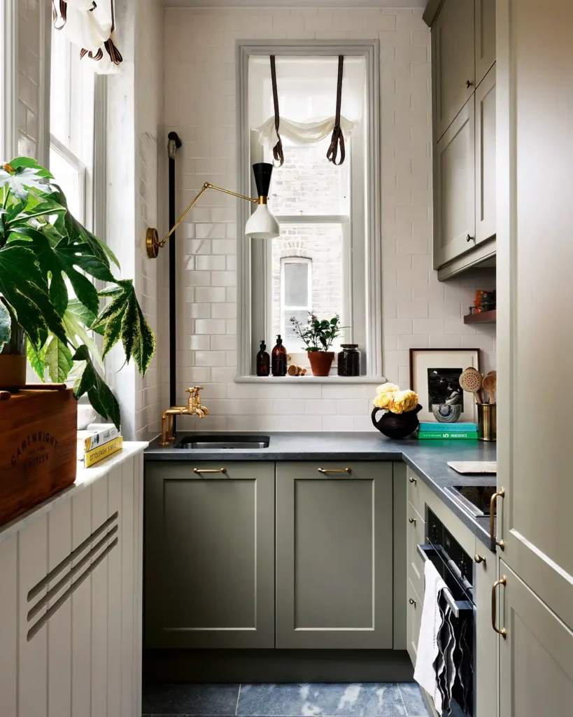 12. Dark Countertops in a Narrow Galley Kitchen