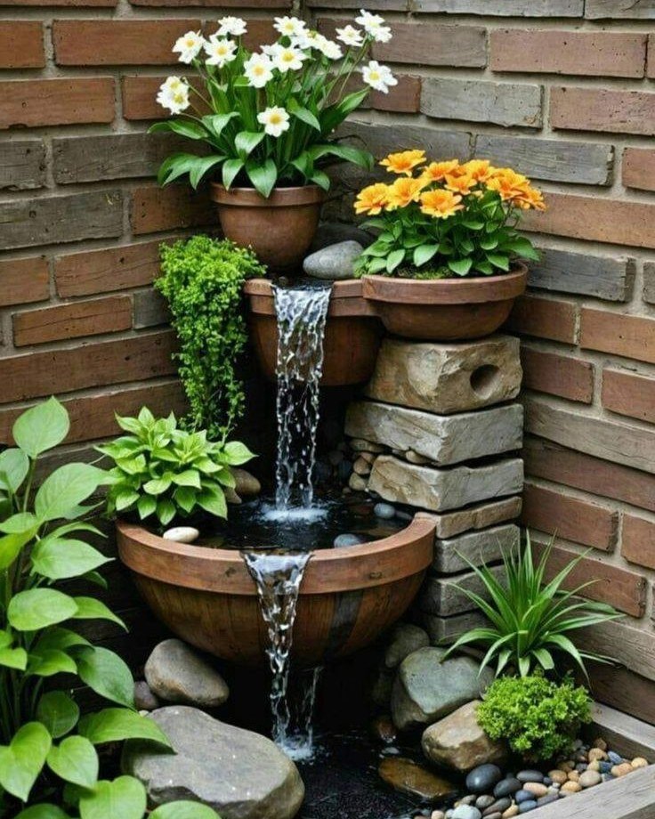 13. Terracotta Bowl and Planter Cascade