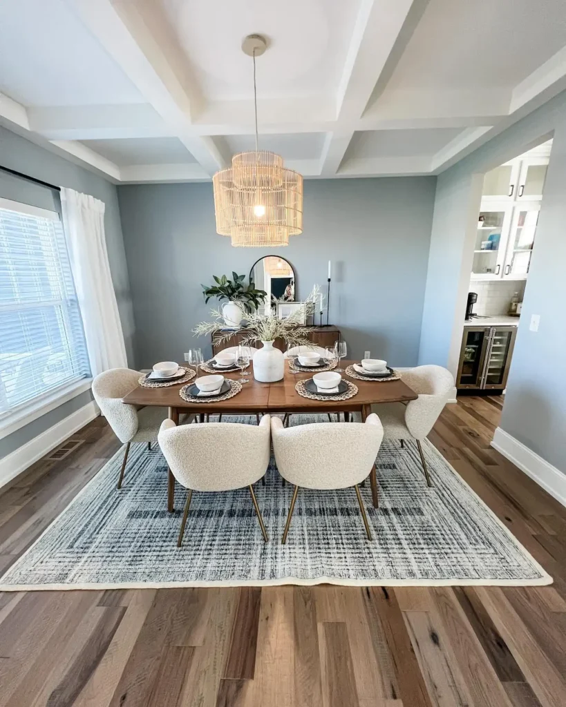 13. Woven Pendant Light with Set Table Settings