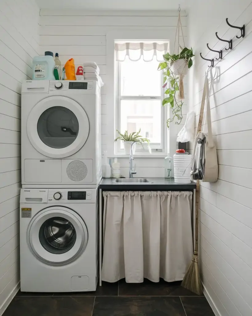 14. Skirted Sink Cabinet With Shiplap Walls