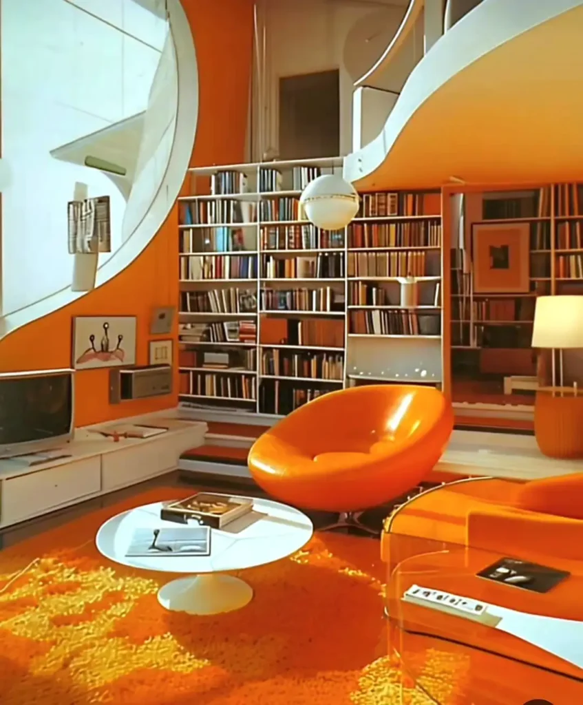 2. Bold Orange Book Nook