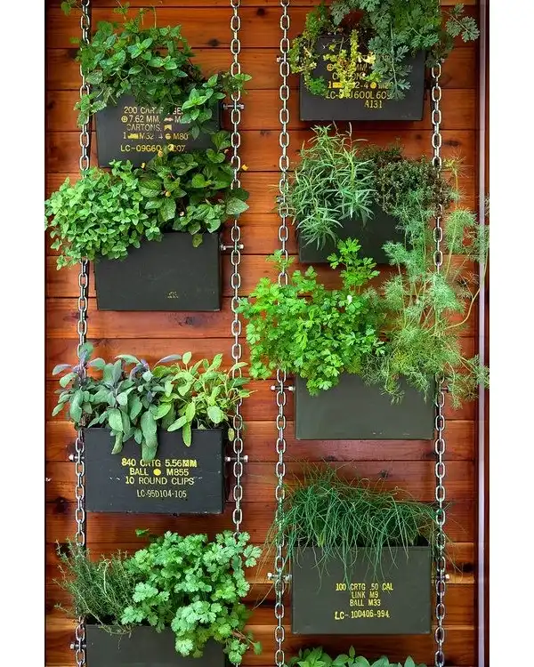 2. Chain Hung Ammo Box Planters