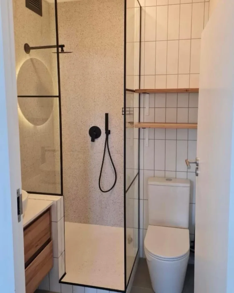 2. Corner Shower with Glass Partition