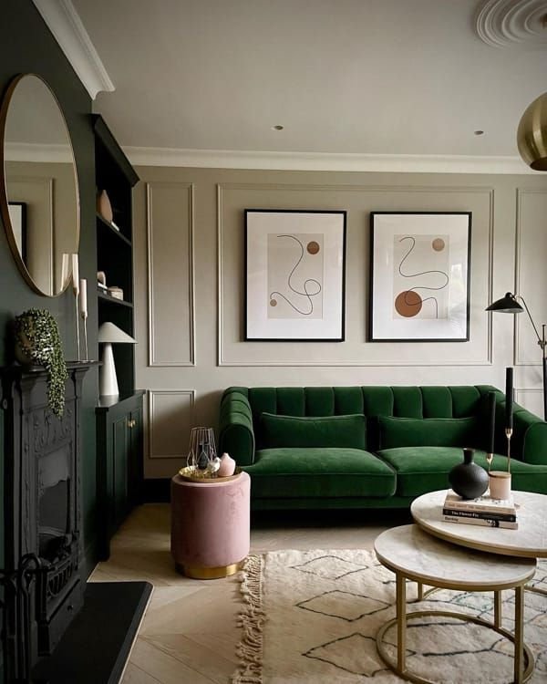 2. Curved Emerald Velvet Sofa
