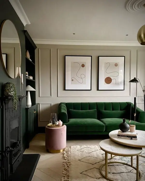 2. Curved Emerald Velvet Sofa