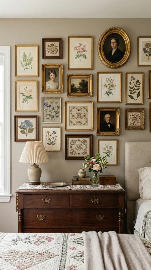 2. Hang Framed Botanical Prints or Vintage Portrait Gallery Walls clean