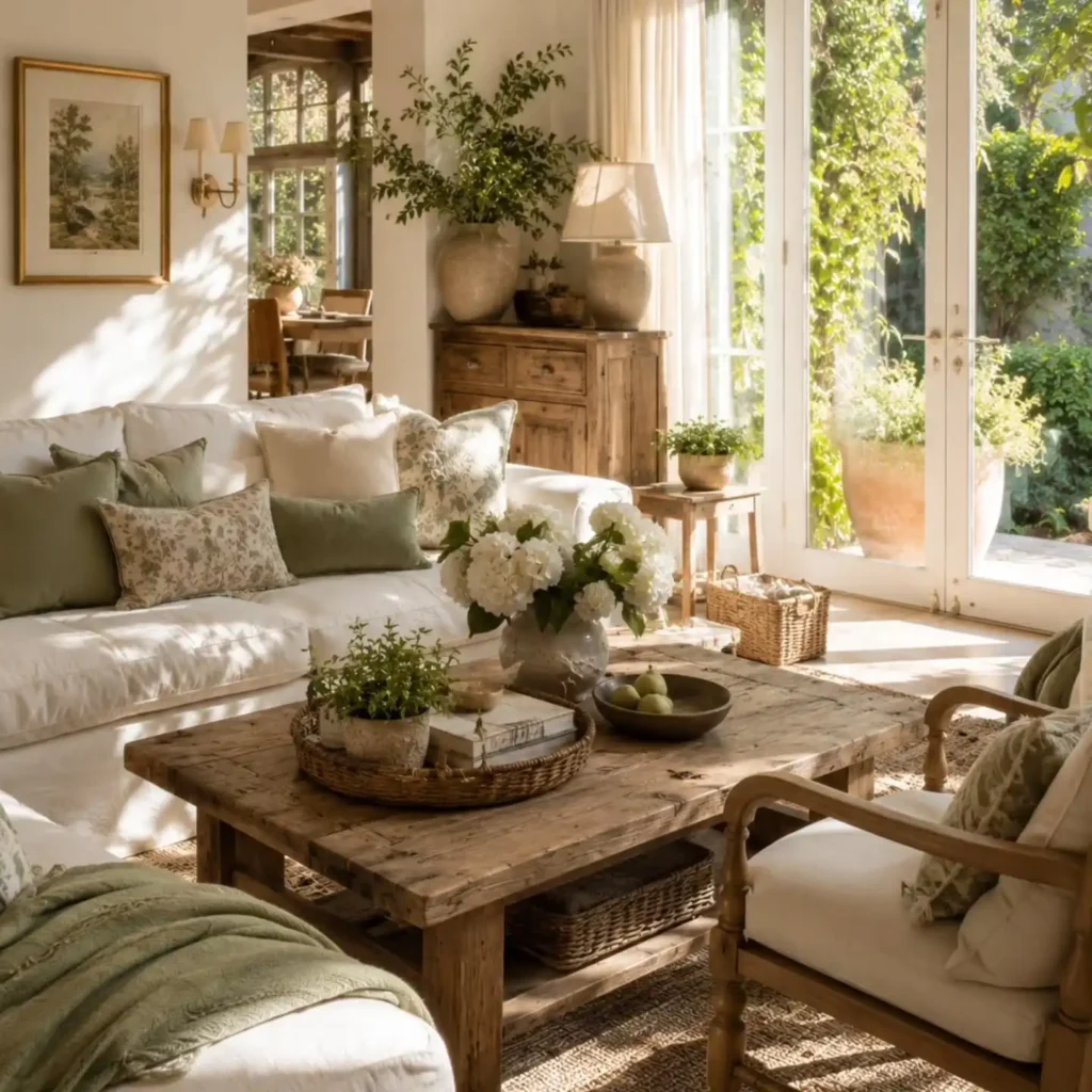 2. Sunlit Cottage Living Room with Garden Views