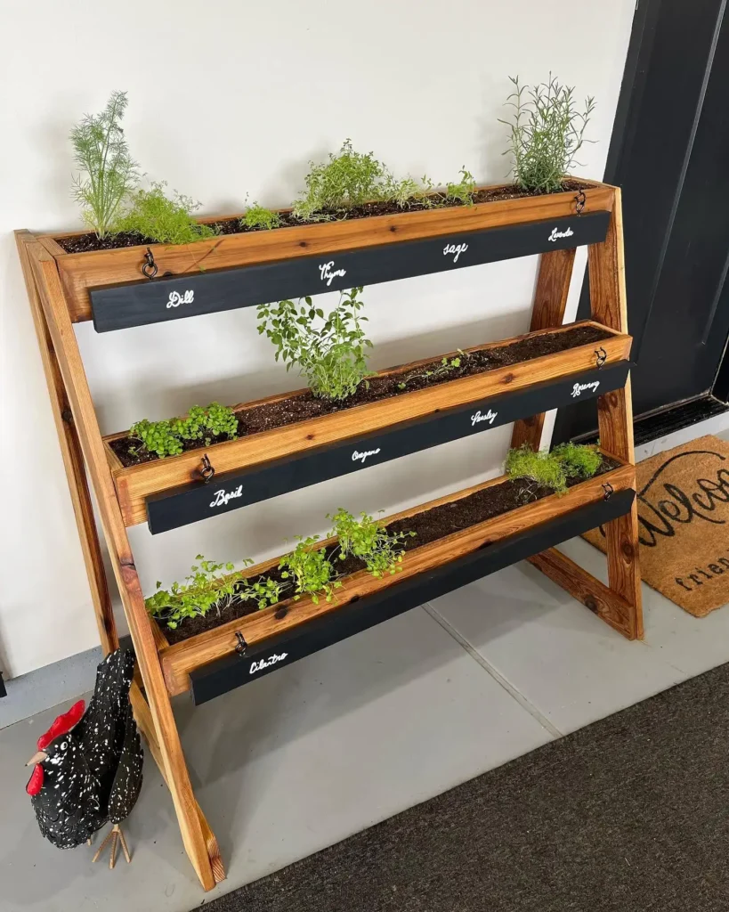 2. Tiered Wooden Ladder Planter