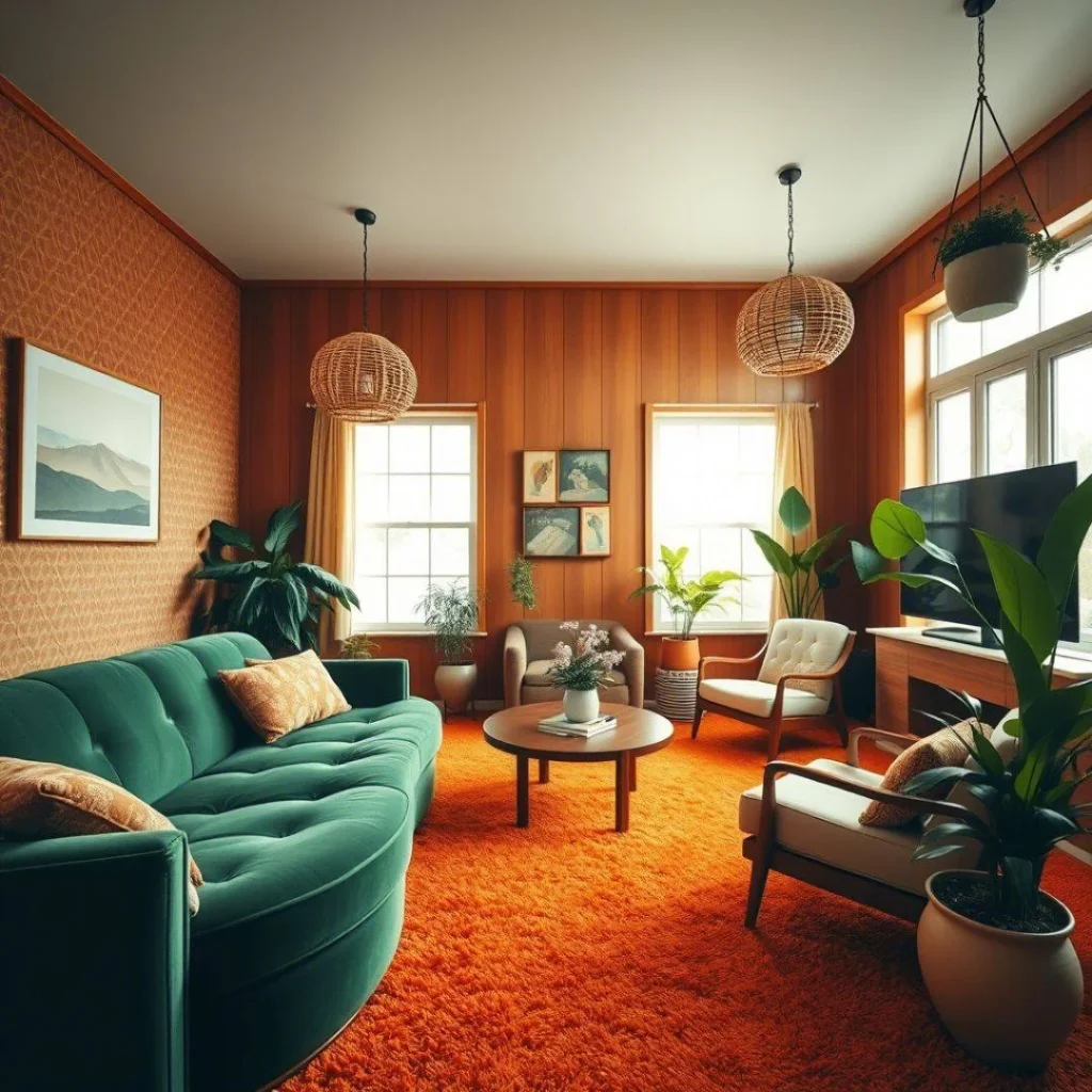 2. Wood Paneled Room with a Shag Rug
