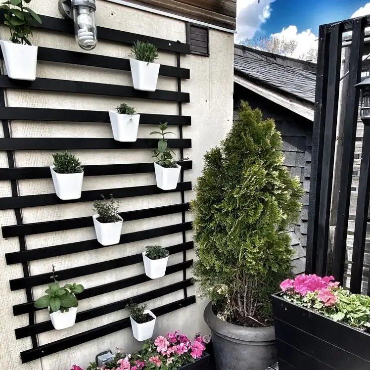 3. Black Slat Wall Planter Grid