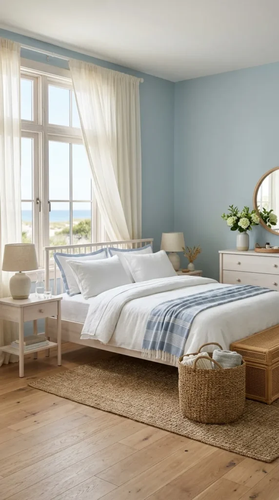 3. Coastal Inspired French Blue Bedroom clean