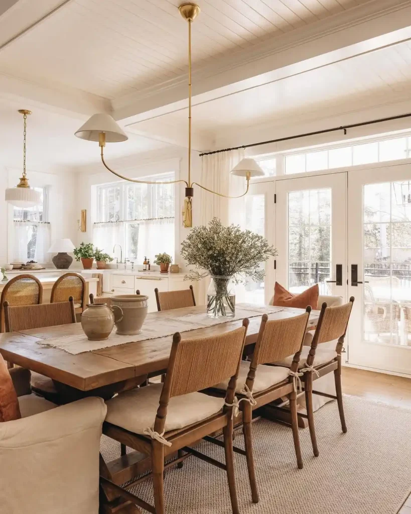 3. Farmhouse Table With Woven Chairs