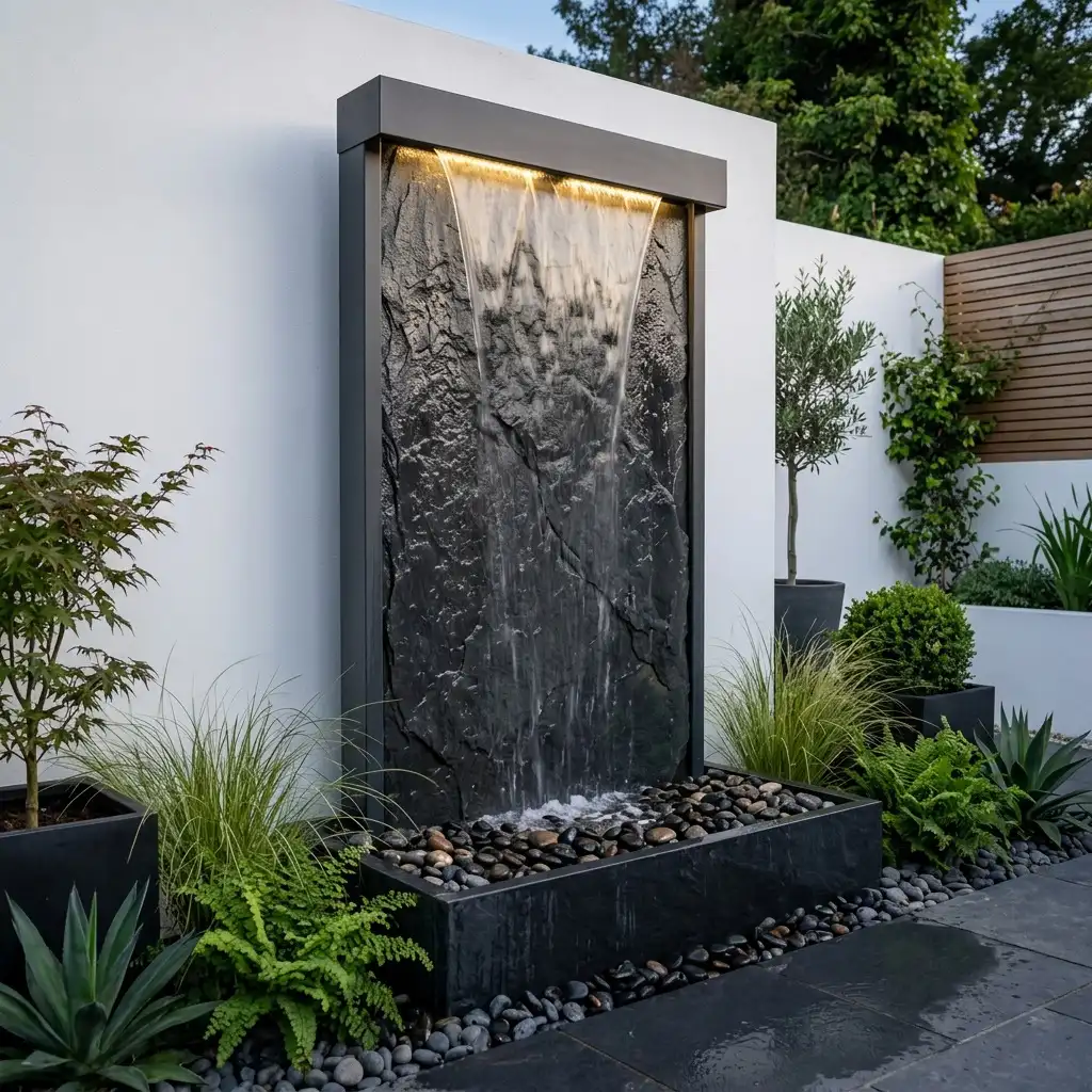 3. Modern Slate Wall Waterfall