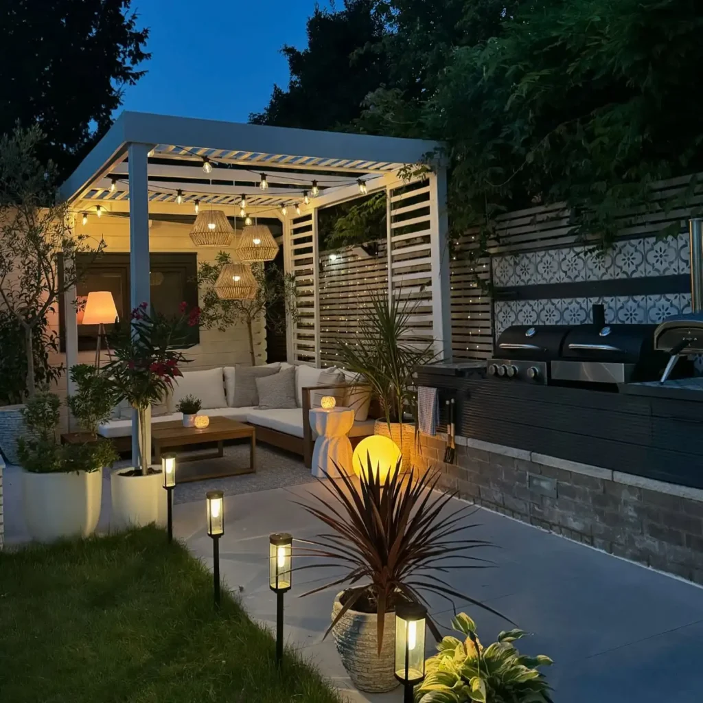 3. Pathway Stake Lights Leading To A Pergola